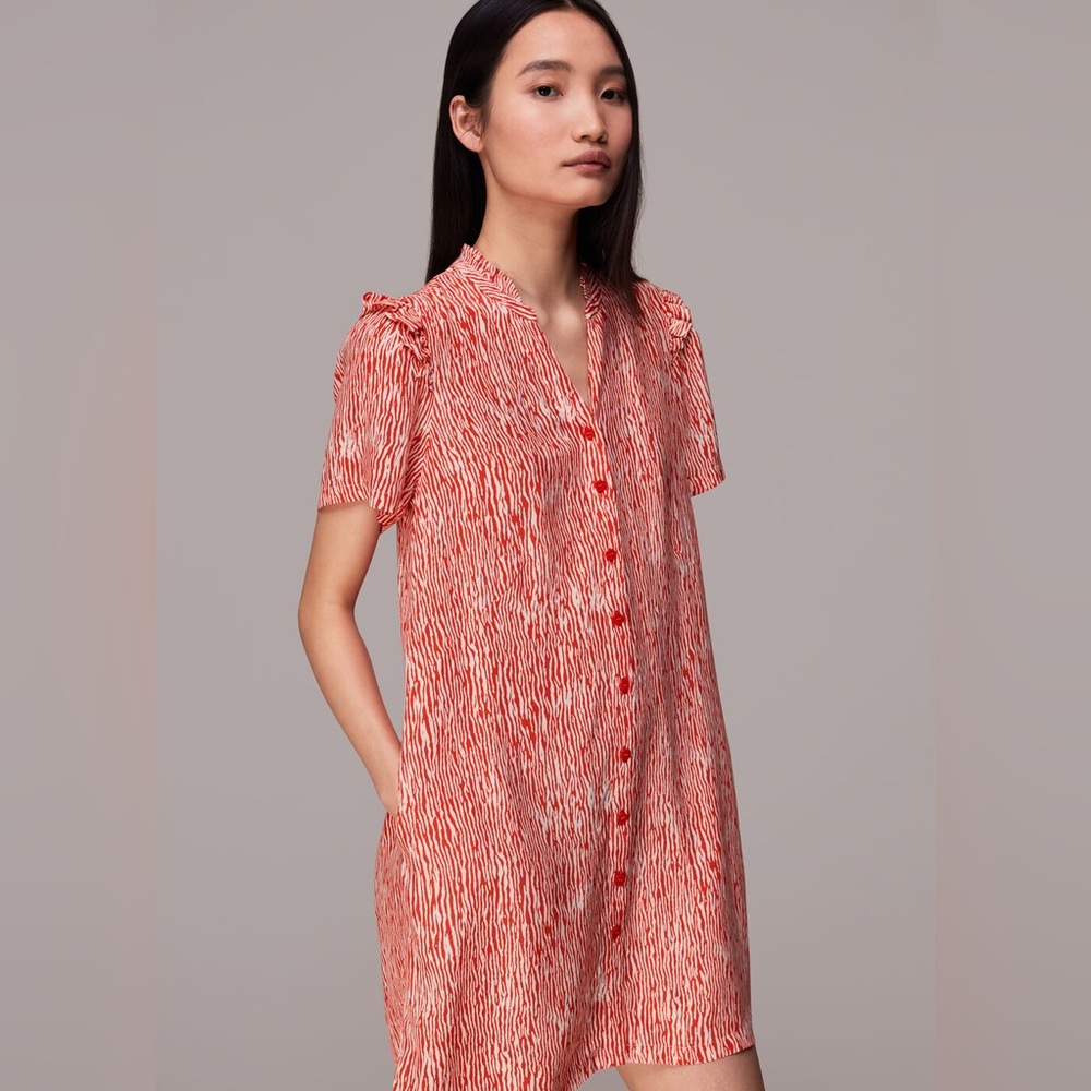 Whistles Red Rosalie Woodland Animal Dress women's 4 artsy domaine bold summer